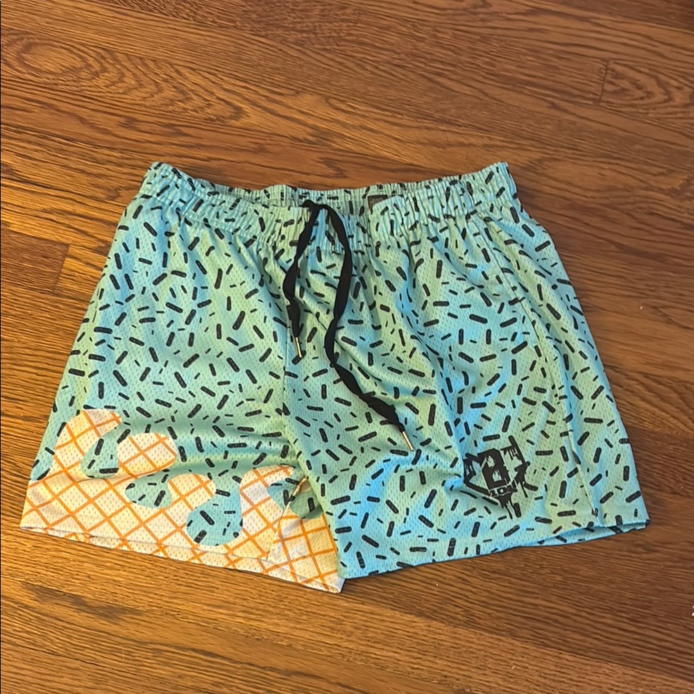 Patterned Blue and Orange Shorts